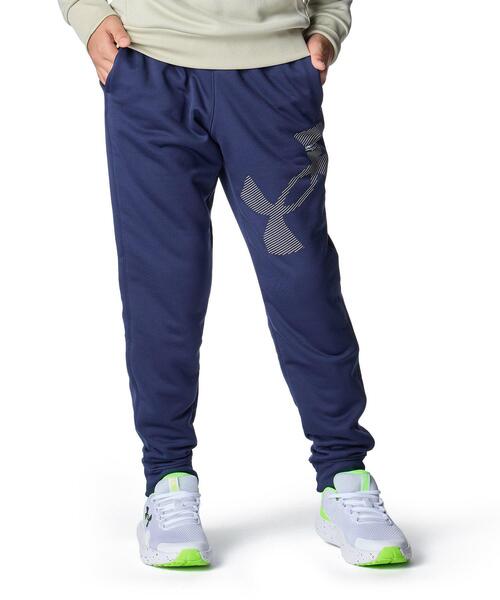 UNDER ARMOUR(アンダーアーマー)の「UAテックテリー ビッグロゴ ジョガーパンツ(トレーニング/キッズ)(その他パンツ・キッズ・ネイビー・150cm/160cm/130cm/140cm)」の1枚目の写真