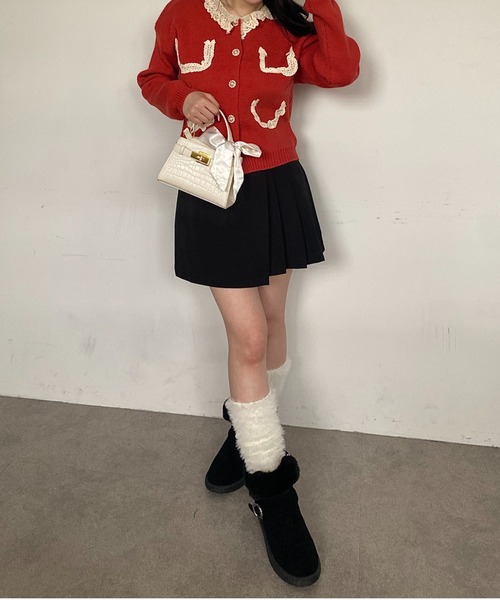 Mejoul（メジュール）の「レースデザインビジューボタンニットカーディガン（カーディガン/ボレロ・レディース・アイボリー/ブラック/ピンク/レッド・F）」の15枚目の写真