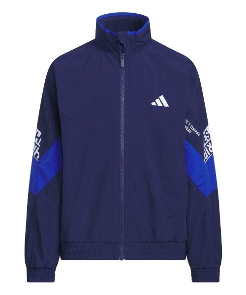 adidas（アディダス）の「アディダス adidas ワーディングパック ルーズフィット しわ加工 ナイロンジャケット（ナイロンジャケット・キッズ・ダークブルー/ブラック/グリーン・130cm/140cm/150cm/160cm）」の2枚目の写真