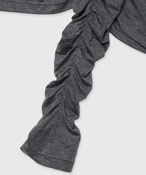 JOSE MOON（ジョゼムーン）の「GATHER OFFSHOULDER LONG TOPS/ギャザーオフショルダーロングトップス（Tシャツ/カットソー・レディース・ホワイト/ブラウン/ブラック/グレー・FREE）」の17枚目の写真