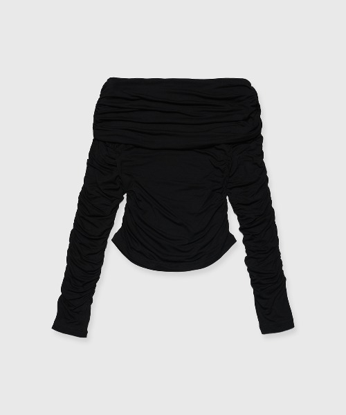 JOSE MOON（ジョゼムーン）の「GATHER OFFSHOULDER LONG TOPS/ギャザーオフショルダーロングトップス（Tシャツ/カットソー・レディース・ホワイト/ブラウン/ブラック/グレー・FREE）」の13枚目の写真