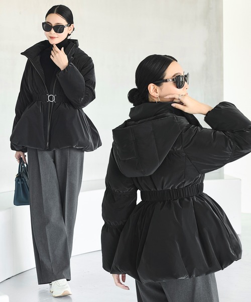 グロスタフタ×ダウン ｜ 洗える ｜ フーディー ダウンコート ( 共生地