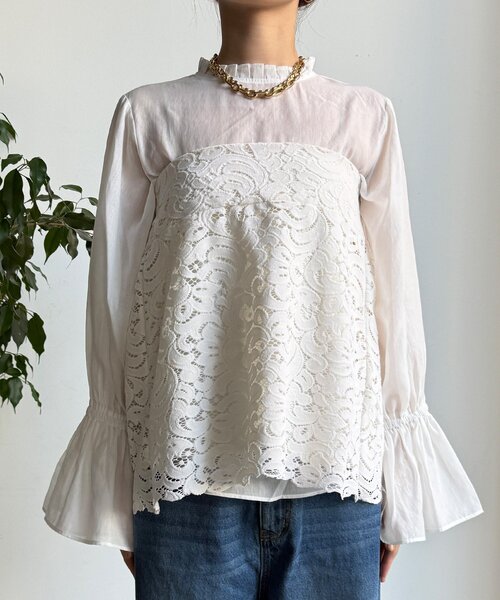 DouDou（ドゥドゥ）の「フロッキーレースビスチェ（その他トップス・レディース・オフホワイト/ブラック/カーキ・FREE）」の11枚目の写真