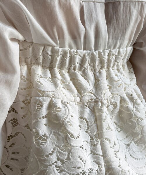 DouDou（ドゥドゥ）の「フロッキーレースビスチェ（その他トップス・レディース・オフホワイト/ブラック/カーキ・FREE）」の18枚目の写真