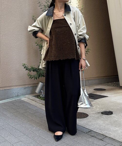 DouDou（ドゥドゥ）の「フロッキーレースビスチェ（その他トップス・レディース・オフホワイト/ブラック/カーキ・FREE）」の8枚目の写真