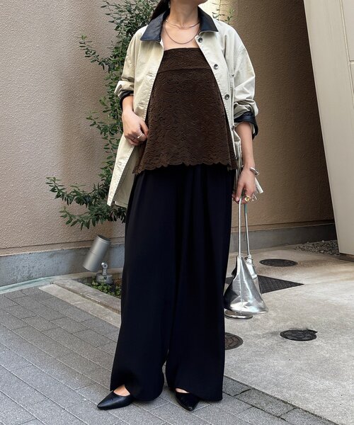 DouDou（ドゥドゥ）の「フロッキーレースビスチェ（その他トップス・レディース・オフホワイト/ブラック/カーキ・FREE）」の9枚目の写真