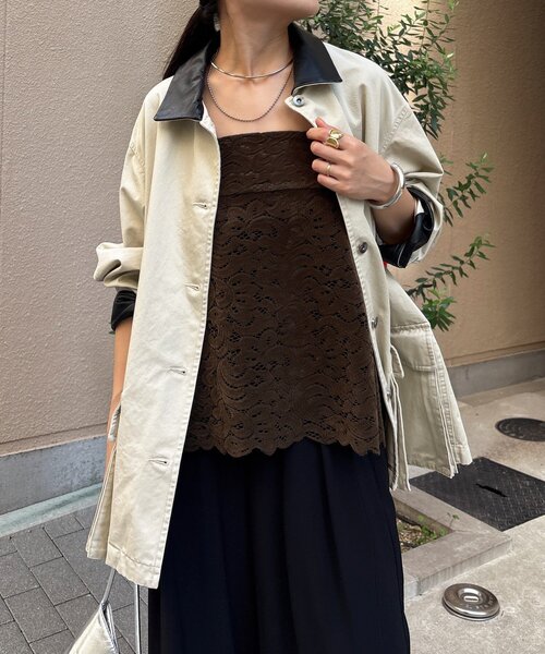 DouDou（ドゥドゥ）の「フロッキーレースビスチェ（その他トップス・レディース・オフホワイト/ブラック/カーキ・FREE）」の14枚目の写真