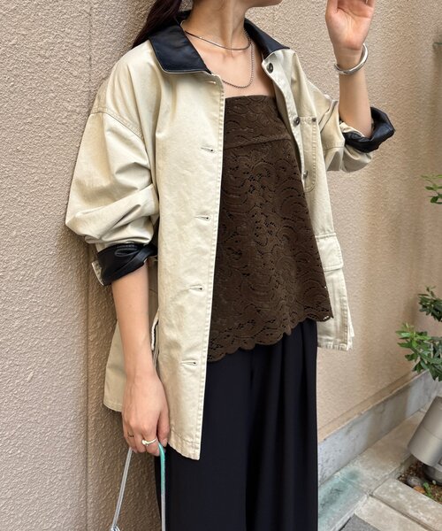 DouDou（ドゥドゥ）の「フロッキーレースビスチェ（その他トップス・レディース・オフホワイト/ブラック/カーキ・FREE）」の12枚目の写真