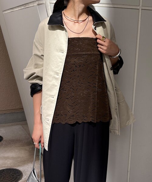 DouDou（ドゥドゥ）の「フロッキーレースビスチェ（その他トップス・レディース・オフホワイト/ブラック/カーキ・FREE）」の16枚目の写真