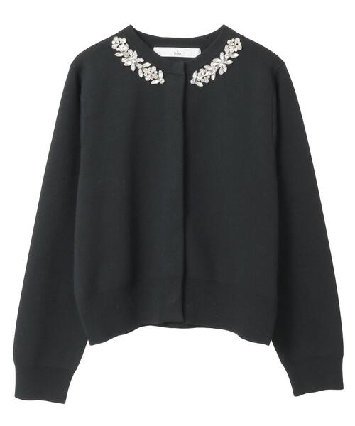 Tiara（ティアラ）の「ビジューネックカーディガン（カーディガン/ボレロ・レディース・ブラック/ブラウン・FREE）」の2枚目の写真