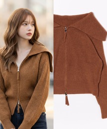 L LABEL（エルラベル）の「セーラーカラーダブルジップニットカーディガン（ニット/セーター）」