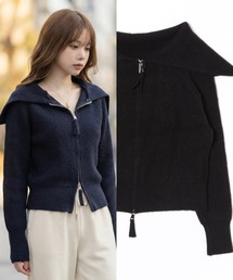 L LABEL（エルラベル）の「セーラーカラーダブルジップニットカーディガン（ニット/セーター）」