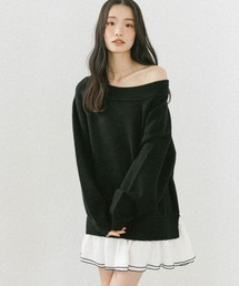 Heather | ドッキングフリルニットワンピース　603964(ワンピース)