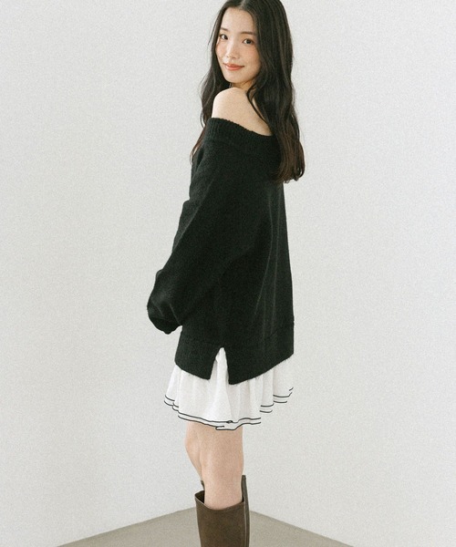 Heather（ヘザー）の「ドッキングフリルニットワンピース 603964