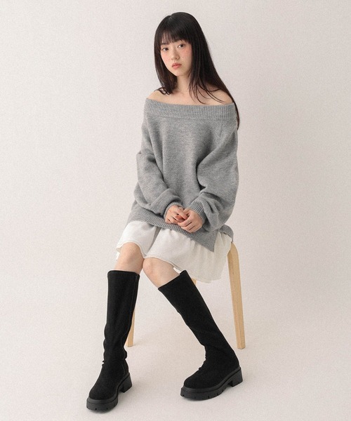 Heather(ヘザー)の「ドッキングフリルニットワンピース 603964(ワンピース・レディース・ブラック/グレー/ベージュ・FREE)」の11枚目の写真