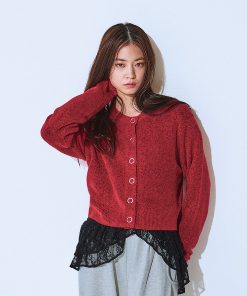 JEANASIS（ジーナシス）の「リングスナップボタンショートニットカーディガン/603768（カーディガン/ボレロ・レディース・グレー/ネイビー/レッド/グリーン・FREE）」の4枚目の写真