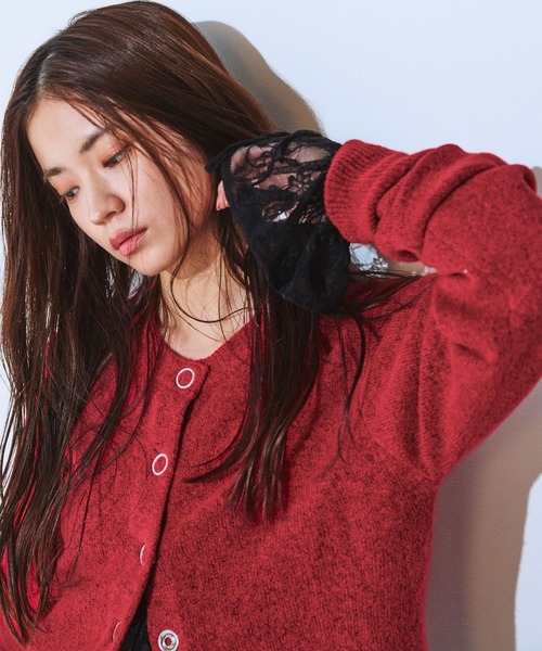 JEANASIS（ジーナシス）の「リングスナップボタンショートニットカーディガン/603768（カーディガン/ボレロ・レディース・グレー/ネイビー/レッド/グリーン・FREE）」の21枚目の写真