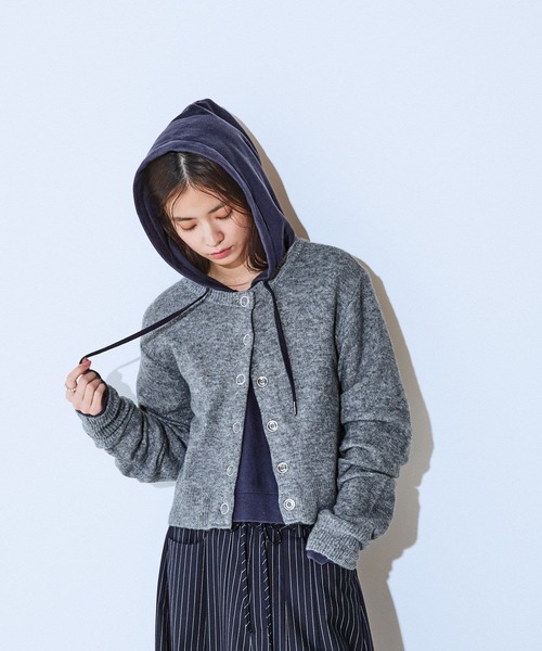 JEANASIS（ジーナシス）の「リングスナップボタンショートニットカーディガン/603768（カーディガン/ボレロ・レディース・グレー/ネイビー/レッド/グリーン・FREE）」の9枚目の写真