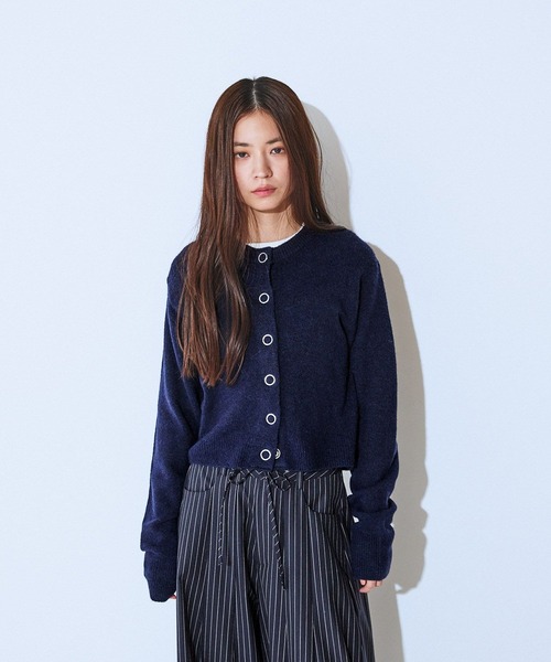 JEANASIS（ジーナシス）の「リングスナップボタンショートニットカーディガン/603768（カーディガン/ボレロ・レディース・グレー/ネイビー/レッド/グリーン・FREE）」の12枚目の写真