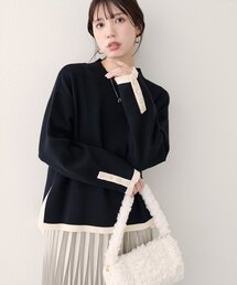 natural couture | スタンドネック袖口釦ゆるニット(ニット/セーター)