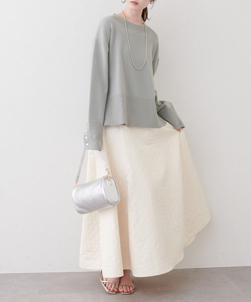 natural couture（ナチュラルクチュール）の「スタンドネック袖口釦ゆるニット（ニット/セーター・レディース・ホワイト系その他/ピンク/イエロー/ブラック/サックスブルー/アイボリー/オレンジ/ミント/ネイビー/ピンク系その他・FREE）」の22枚目の写真