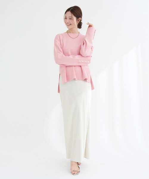 natural couture（ナチュラルクチュール）の「スタンドネック袖口釦ゆるニット（ニット/セーター・レディース・ホワイト系その他/ピンク/イエロー/ブラック/サックスブルー/アイボリー/オレンジ/ミント/ネイビー/ピンク系その他・FREE）」の17枚目の写真