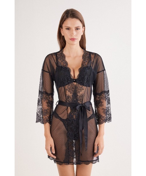 Intimissimi（インティミッシミ）の「La Vie en Rose チュール＆レース ナイトガウン（ガウン/バスローブ・レディース・ブラック・S/M/M/L）」の2枚目の写真