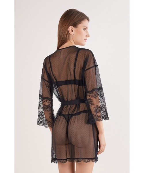 Intimissimi（インティミッシミ）の「La Vie en Rose チュール＆レース ナイトガウン（ガウン/バスローブ・レディース・ブラック・S/M/M/L）」の4枚目の写真