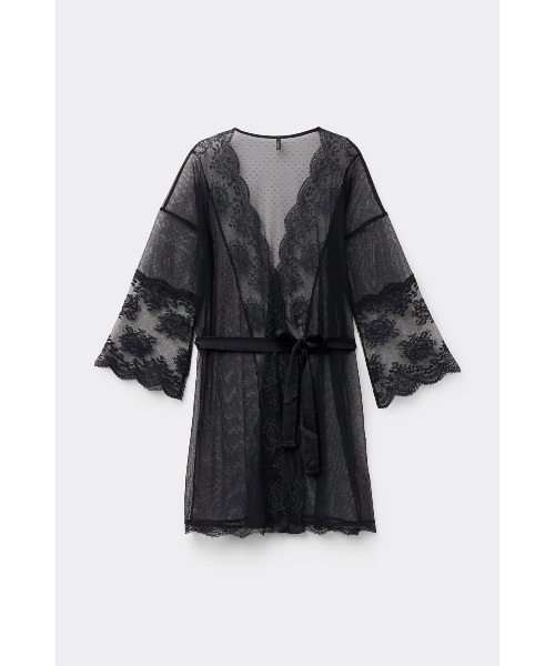 Intimissimi（インティミッシミ）の「La Vie en Rose チュール＆レース ナイトガウン（ガウン/バスローブ・レディース・ブラック・S/M/M/L）」の5枚目の写真