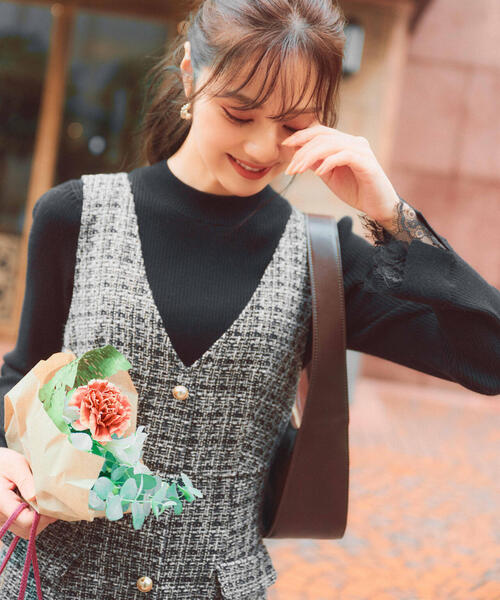 PROPORTION BODY DRESSING(プロポーションボディドレッシング)の「レースドッキングスリーブニット / 1215270122(ニット/セーター・レディース・ブラック/グレー/ホワイト系その他・FREE)」の13枚目の写真