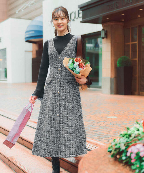 PROPORTION BODY DRESSING(プロポーションボディドレッシング)の「レースドッキングスリーブニット / 1215270122(ニット/セーター・レディース・ブラック/グレー/ホワイト系その他・FREE)」の12枚目の写真