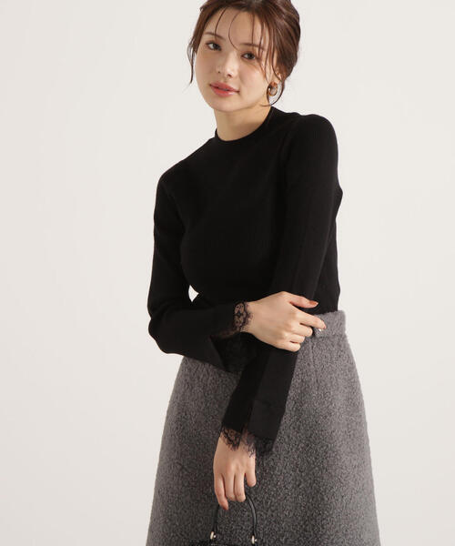 PROPORTION BODY DRESSING(プロポーションボディドレッシング)の「レースドッキングスリーブニット / 1215270122(ニット/セーター・レディース・ブラック/グレー/ホワイト系その他・FREE)」の7枚目の写真