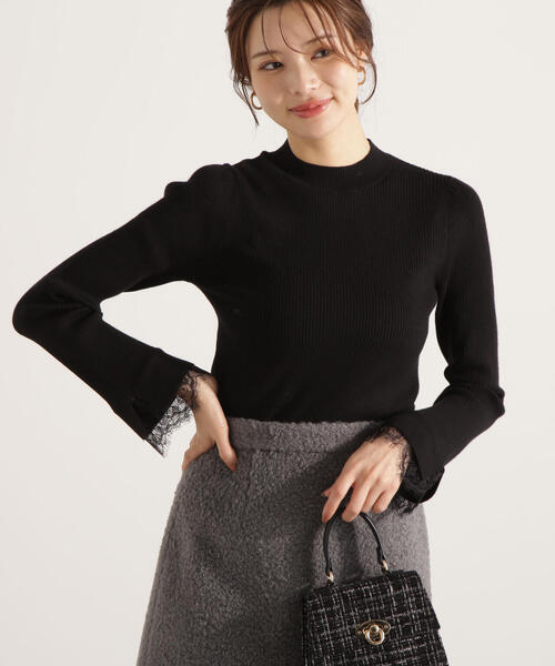 PROPORTION BODY DRESSING(プロポーションボディドレッシング)の「レースドッキングスリーブニット / 1215270122(ニット/セーター・レディース・ブラック/グレー/ホワイト系その他・FREE)」の6枚目の写真