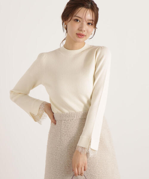 PROPORTION BODY DRESSING(プロポーションボディドレッシング)の「レースドッキングスリーブニット / 1215270122(ニット/セーター・レディース・ブラック/グレー/ホワイト系その他・FREE)」の2枚目の写真