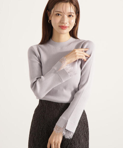 PROPORTION BODY DRESSING(プロポーションボディドレッシング)の「レースドッキングスリーブニット / 1215270122(ニット/セーター・レディース・ブラック/グレー/ホワイト系その他・FREE)」の3枚目の写真