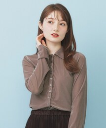 衿付きベロアジャージトップス【洗濯機OK】