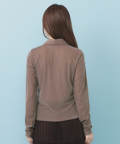 index(インデックス)の「衿付きベロアジャージトップス【洗濯機OK】(Tシャツ/カットソー・レディース・ブルー/ブラウン系その他/ブラック・36/38/40)」の18枚目の写真