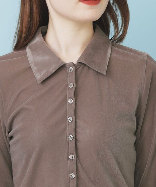 index(インデックス)の「衿付きベロアジャージトップス【洗濯機OK】(Tシャツ/カットソー・レディース・ブルー/ブラウン系その他/ブラック・36/38/40)」の19枚目の写真