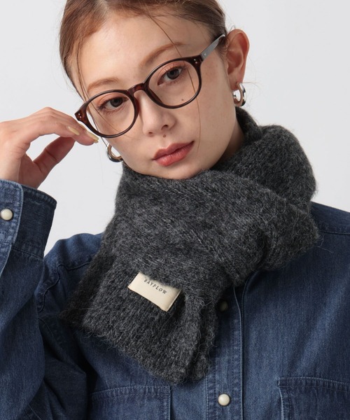 BAYFLOW（ベイフロー）の「ウールMIXマフラー（マフラー・レディース・レッド/ブルーグリーン/チャコール/ブラウン・FREE）」の2枚目の写真