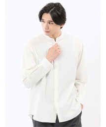 シャツ メンズ 長袖 綿 コットン タイプライター バンドカラー ゆったり オーバーサイズ