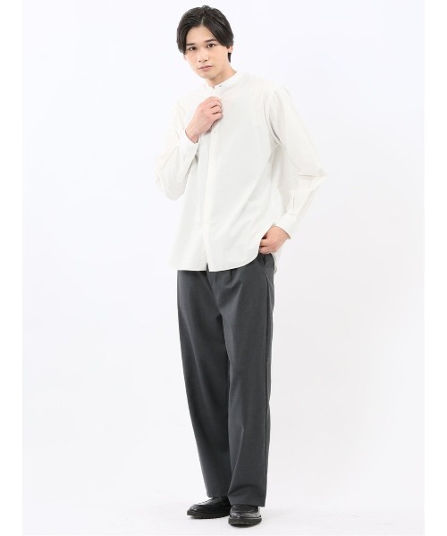 TAKA-Q(タカキュー)の「【綿100% ゆったり】タイプライター バンドカラー 長袖 シャツ(シャツ/ブラウス・メンズ・ホワイト/ベージュ/ブラック・LARGE/X-LARGE/MEDIUM)」の16枚目の写真