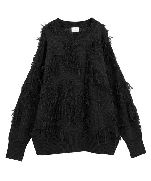 Editt by YECCA VECCA（エディットバイイェッカヴェッカ）の「スター柄フリンジルーズニット（ニット/セーター・レディース・アイボリー/チャコールグレー/サックスブルー・FREE）」の21枚目の写真