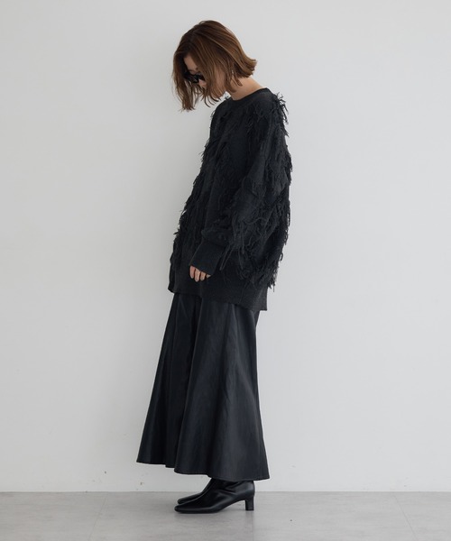 Editt by YECCA VECCA（エディットバイイェッカヴェッカ）の「スター柄フリンジルーズニット（ニット/セーター・レディース・アイボリー/チャコールグレー/サックスブルー・FREE）」の5枚目の写真