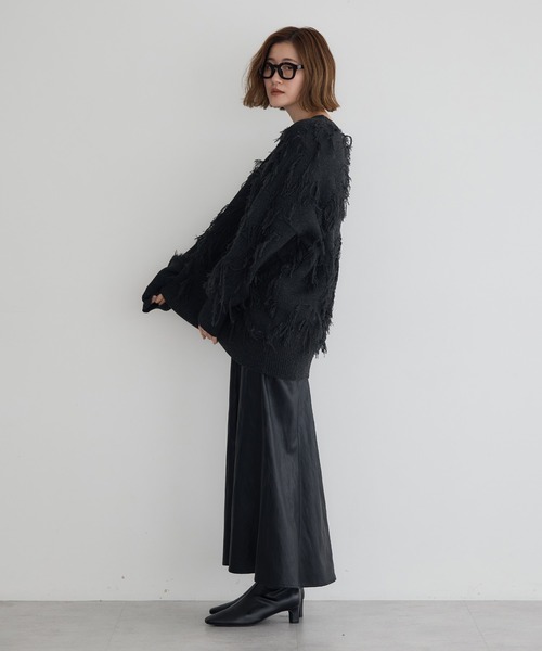 Editt by YECCA VECCA（エディットバイイェッカヴェッカ）の「スター柄フリンジルーズニット（ニット/セーター・レディース・アイボリー/チャコールグレー/サックスブルー・FREE）」の6枚目の写真