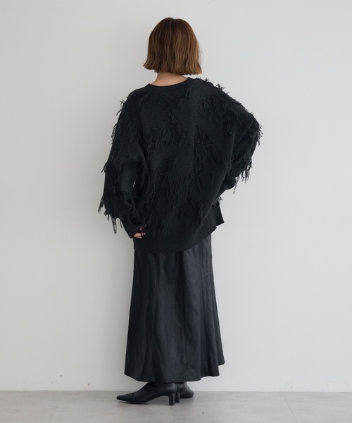 Editt by YECCA VECCA（エディットバイイェッカヴェッカ）の「スター柄フリンジルーズニット（ニット/セーター・レディース・アイボリー/チャコールグレー/サックスブルー・FREE）」の7枚目の写真