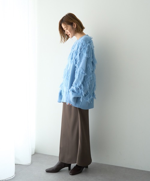 Editt by YECCA VECCA（エディットバイイェッカヴェッカ）の「スター柄フリンジルーズニット（ニット/セーター・レディース・アイボリー/チャコールグレー/サックスブルー・FREE）」の11枚目の写真