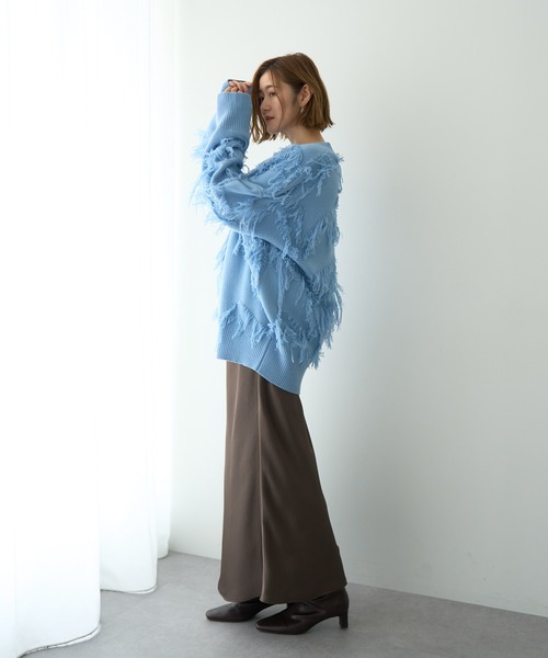 Editt by YECCA VECCA（エディットバイイェッカヴェッカ）の「スター柄フリンジルーズニット（ニット/セーター・レディース・アイボリー/チャコールグレー/サックスブルー・FREE）」の12枚目の写真