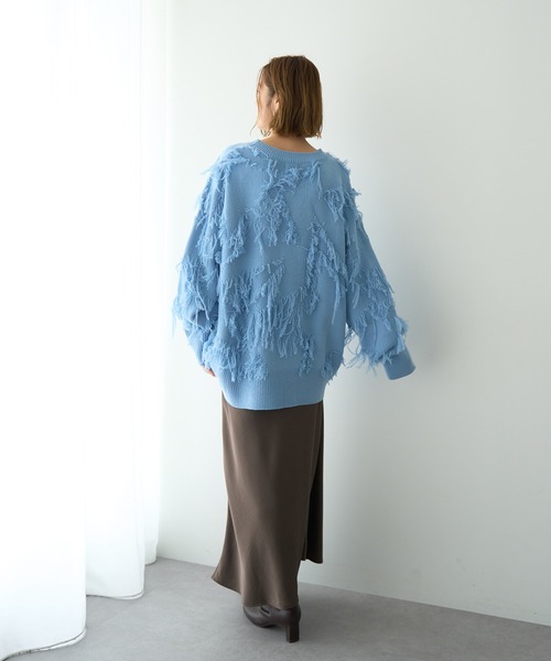 Editt by YECCA VECCA（エディットバイイェッカヴェッカ）の「スター柄フリンジルーズニット（ニット/セーター・レディース・アイボリー/チャコールグレー/サックスブルー・FREE）」の13枚目の写真