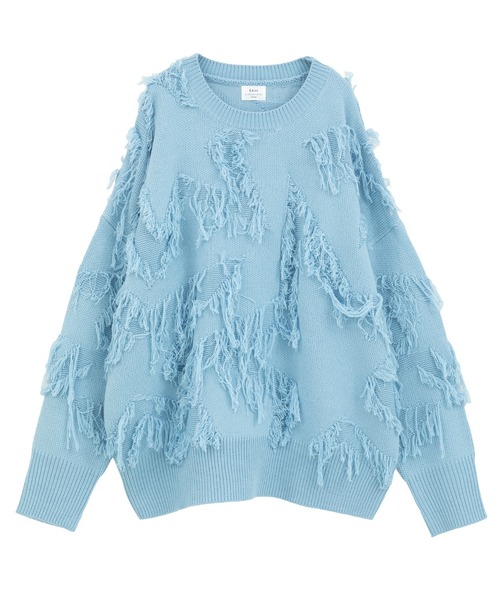 Editt by YECCA VECCA（エディットバイイェッカヴェッカ）の「スター柄フリンジルーズニット（ニット/セーター・レディース・アイボリー/チャコールグレー/サックスブルー・FREE）」の22枚目の写真