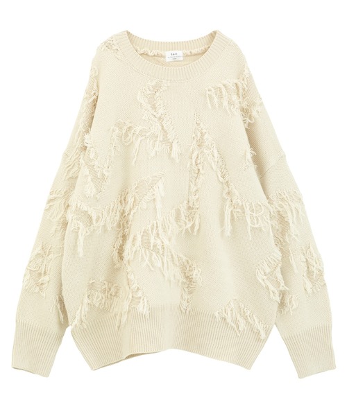 Editt by YECCA VECCA（エディットバイイェッカヴェッカ）の「スター柄フリンジルーズニット（ニット/セーター・レディース・アイボリー/チャコールグレー/サックスブルー・FREE）」の14枚目の写真